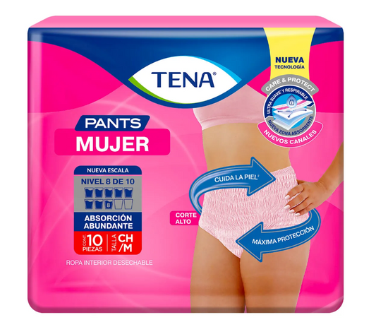 tena ropa interior desechable pants mujer talla:m 10 piezas