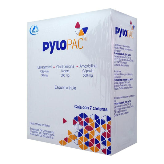 PYLOPAC 30 MG/500 MG/500 MG CAJA CON 7