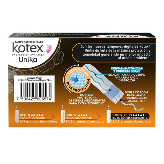 kotex tampones digitales super plus 12 piezas