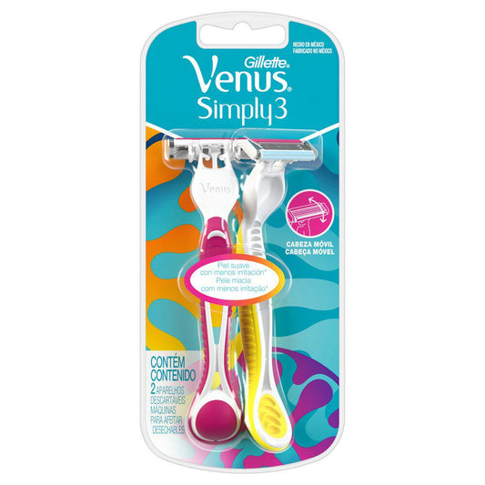 gillette venus maquina para afeitar simply rosa