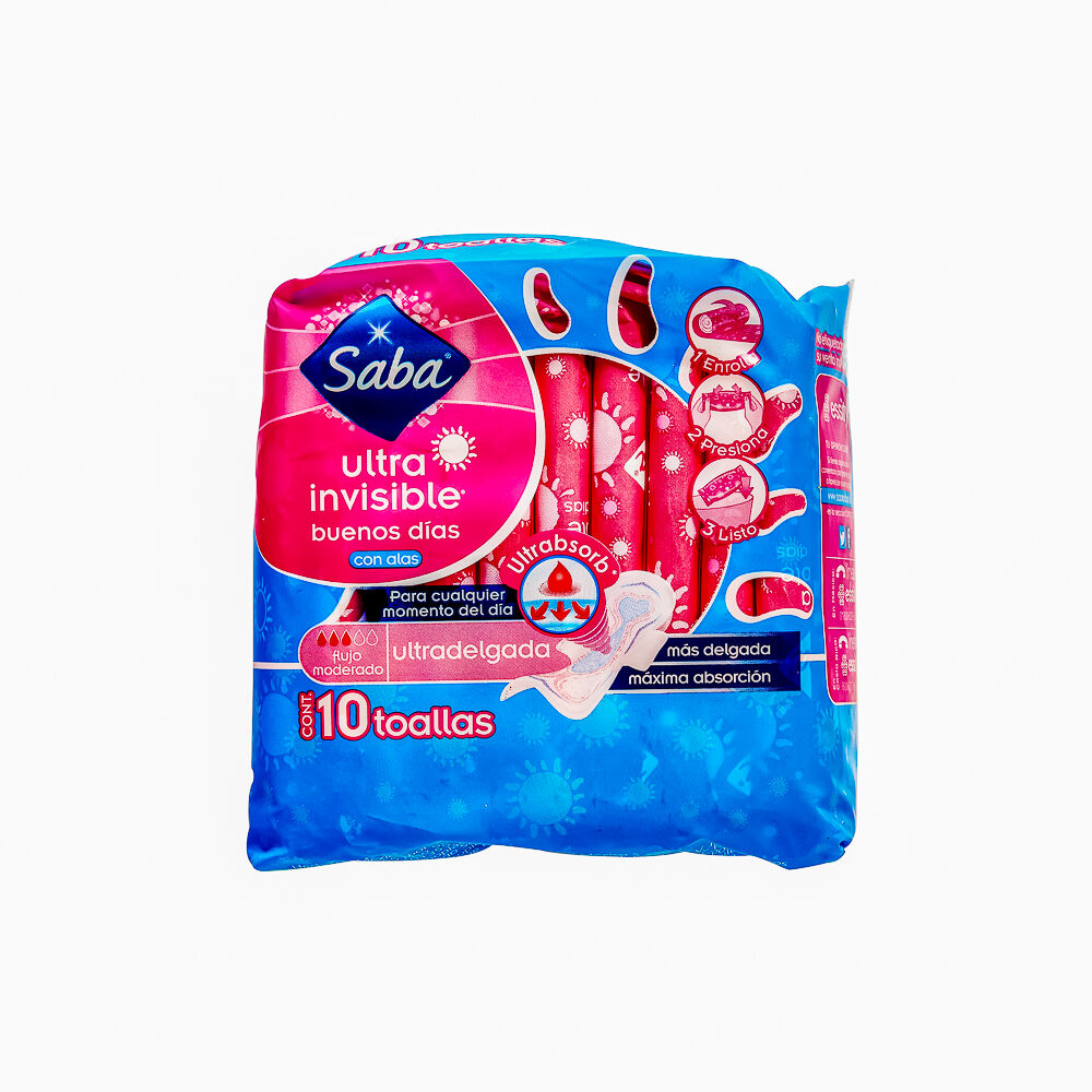 saba ultra invisible con alas – 10 toallas
