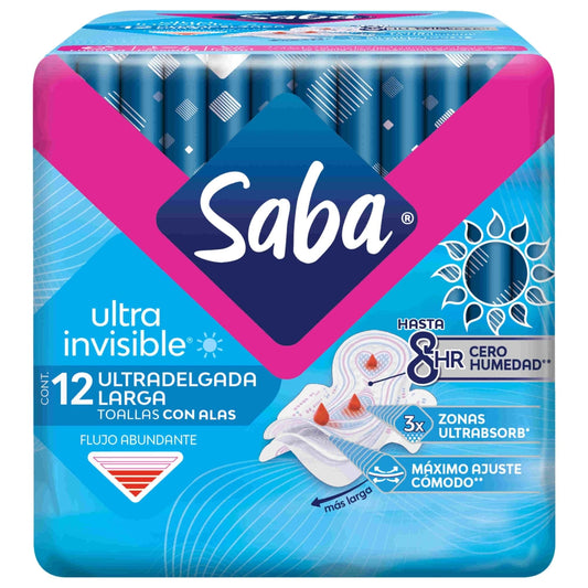 saba ultra invisible ultradelgada larga con alas 12 unidades