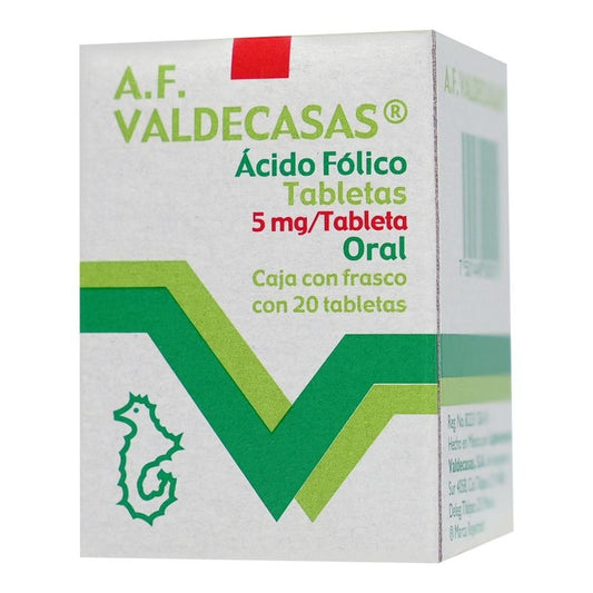 ÁCIDO FÓLICO VALDECASAS 5MG (FRASCO 20 TABLETAS)