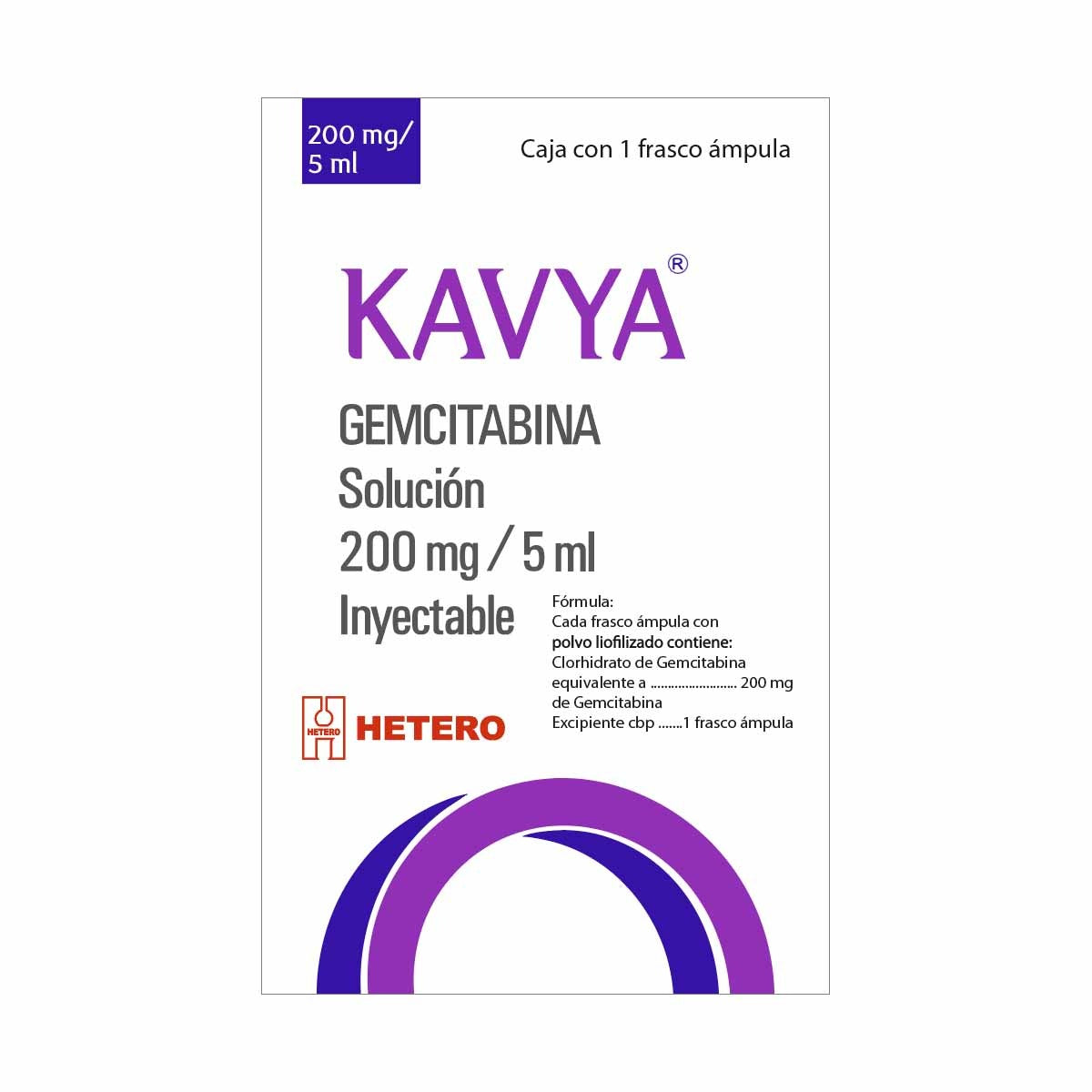 AMAROX KAVYA (GEMCITABINA) 200 MG / 5 ML 1 FAM LAB HETERO