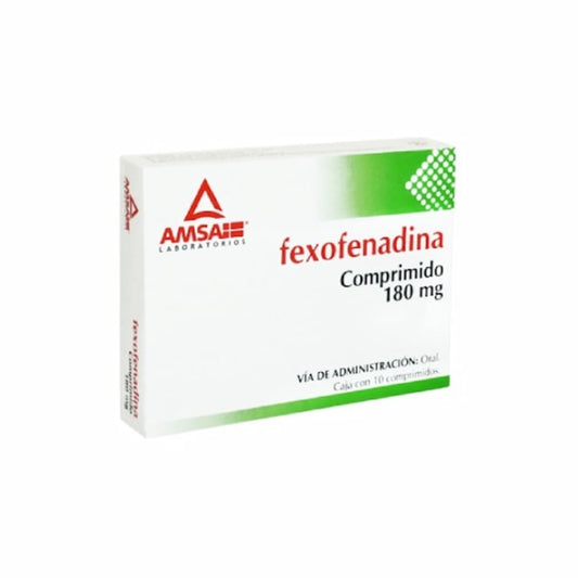 AMSA FEXOFENADINA 180 MG CAJA CON 10 COMPRIMIDOS