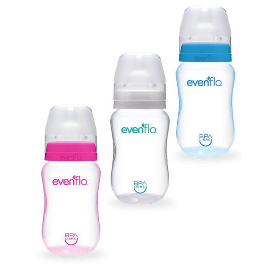 BIBERÓN EVENFLO CUELLO ANCHO 9 OZ CON 3 PIEZAS