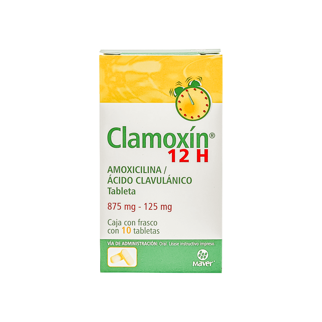 CLAMOXIN 12H (AMOXICILINA/ACIDO CLAVULANICO) TABLETA 875 MG/125 MG FRASCO C/10