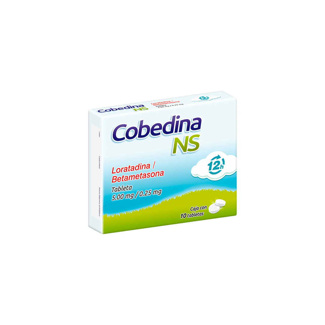 COBEDINA (LORATADINA/BETAMETASONA) TABLETAS 5 MG/0.25 MG CAJA C/10
