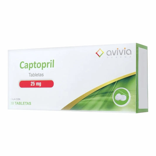 CAPTOPRIL 25 MG 30 TABLETAS AVIVIA