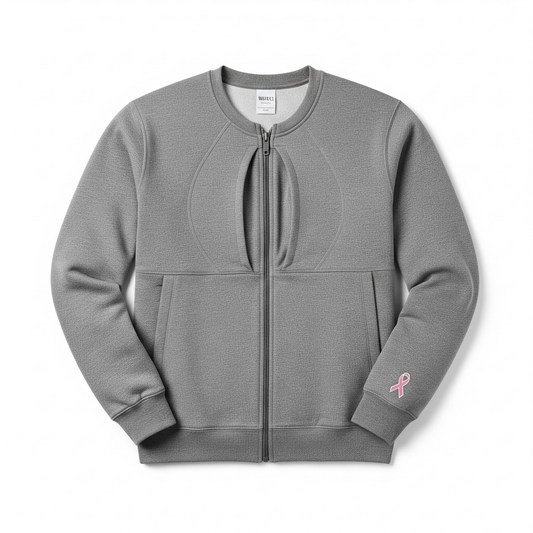 sudadera para tratamiento oncológico gris talla mediana