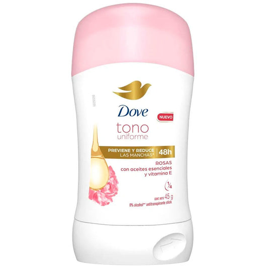 DOVE ANTITRANSPIRANTE EN BARRA TONO UNIFORME ROSAS 45 G