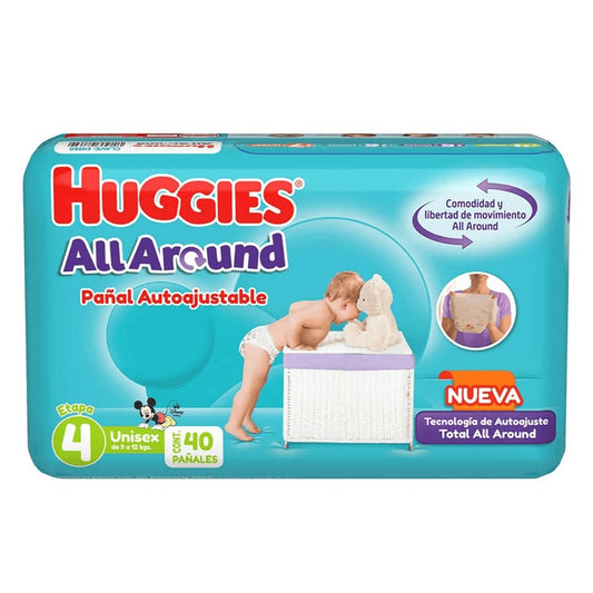 HUGGIES PAÑAL ALL AROUND UNISEX ETAPA 4 40 PIEZAS
