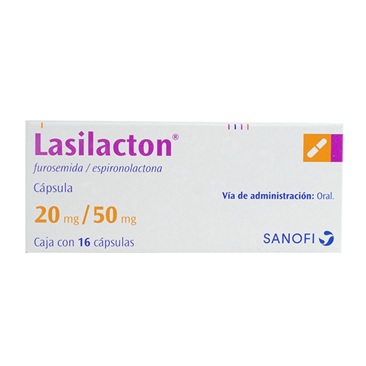 LASILACTON (FUROSEMIDA/ESPIRONOLACTONA) CAPSULAS 20 MG/50 MG CAJA C/16