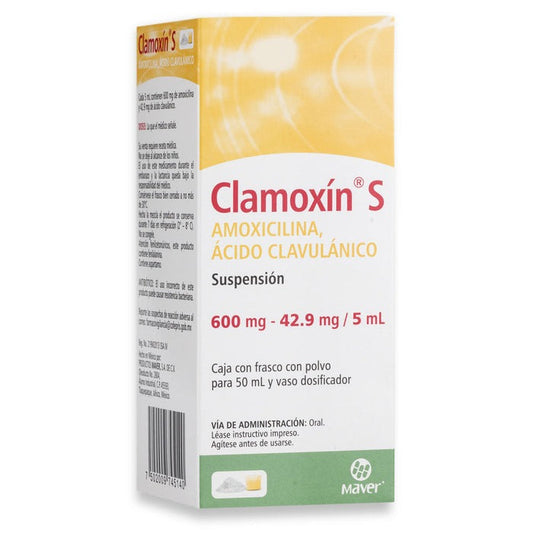 MAVER CLAMOXIN S 600/42.9/5 MG/ML C/50 ML SUSPENSIÓN