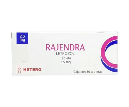 rajendra (letrozol) 2.5 mg caja con 30 tabletas lab hetero