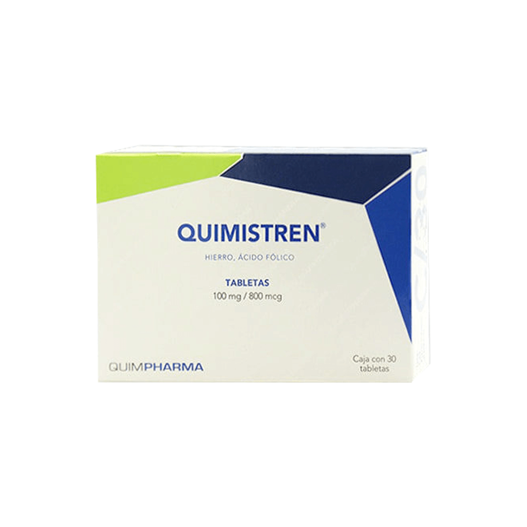 QUIMISTREN (HIERRO/ACIDO FOLICO) TABLETAS 100 MG/800 MCG CAJA C/30 – One  Pharmacy