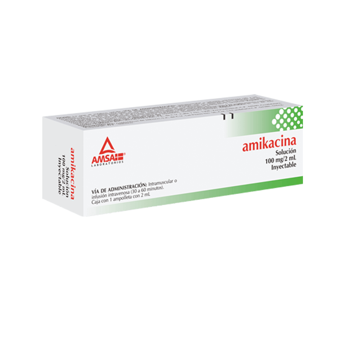 AMIKACINA 100 MG/2 ML INYECTABLE CAJA C/1 AMPOLLETA
