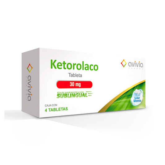 AVIVIA KETOROLACO 30 MG CON 4 TABLETAS SUBLINGUAL