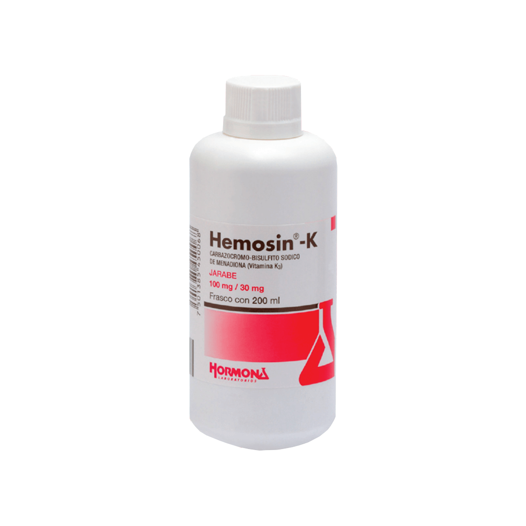 HEMOSIN-K (CARBAZOCROMO,BISULFITO SODICO DE MENADIONA) JARABE 100 MG/30 MG FRASCO C/200 ML