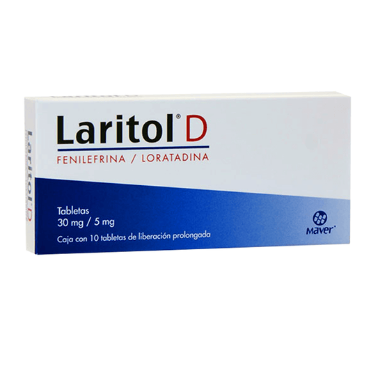 LARITOL D (FENILEFRINA / LORATADINA) TABLETAS 30 MG / 5 MG CAJA C/10