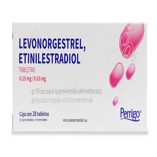LABORATORIOS PERRIGO LEVONORGESTREL, ETINILESTRADIOL CON 28 TABLETAS