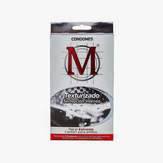 M FORCE PRESERVATIVO TEXTURIZADO CON 3 CONDONES
