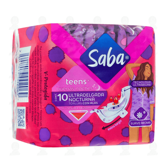 SABA TEENS 10 TOALLAS ULTRADELGADAS CON ALAS