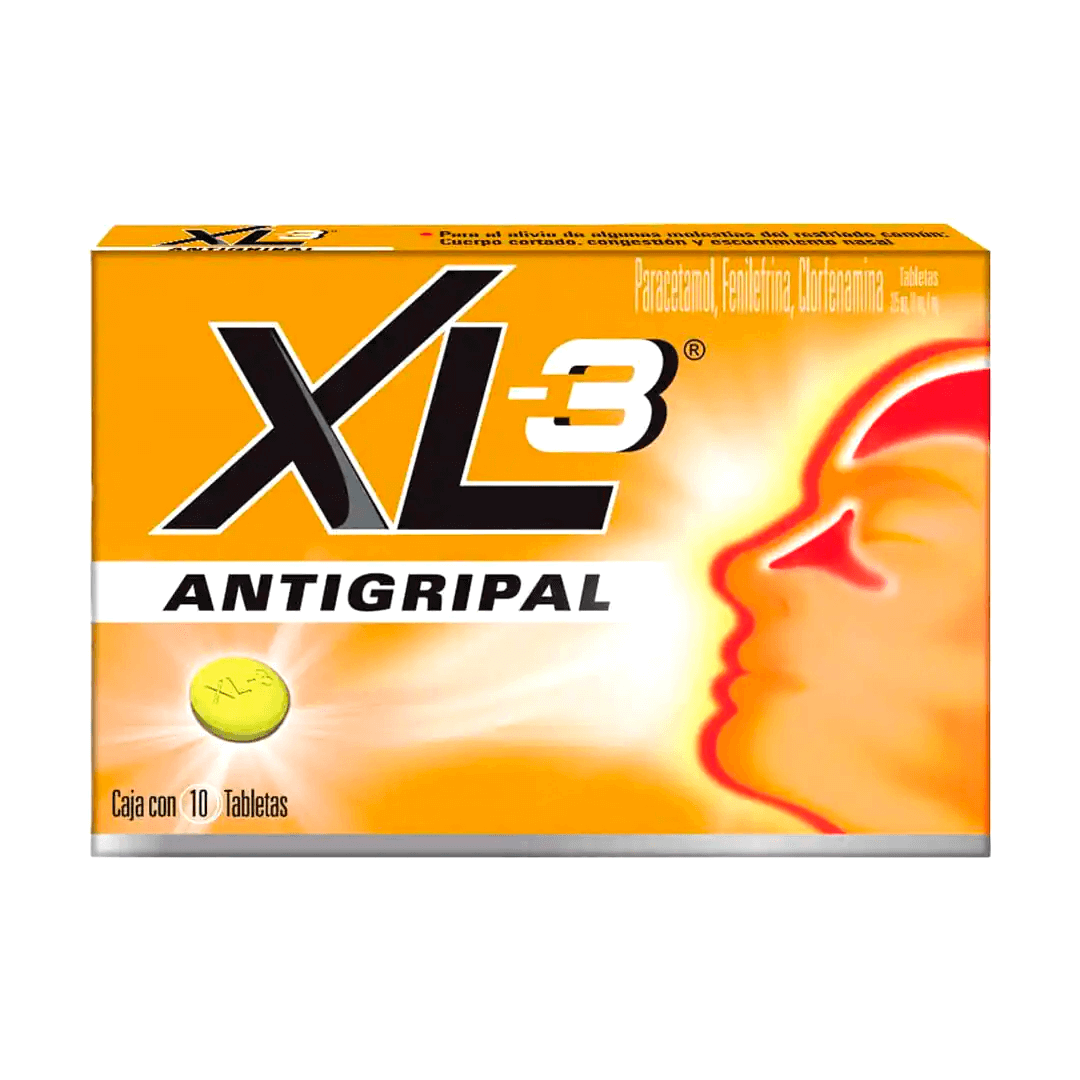 XL-3 ANTIGRIPAL (PARACETAMOL, FENILEFRINA, CLORFENAMINA) TABLETAS CAJA C/10