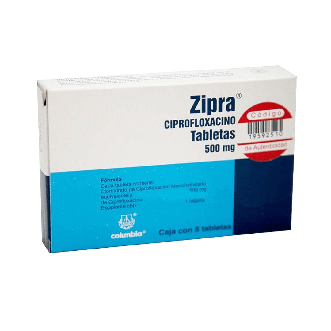 ZIPRA (CIPROFLOXACINO) TABLETAS 500 MG CAJA C/8