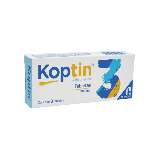 KOPTIN (AZITROMICINA) TABLETAS 500 MG CAJA C/3